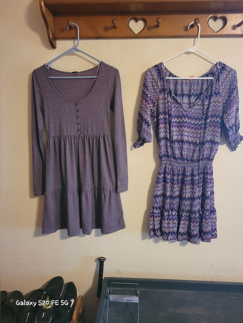 Purple Women's Tiered Long-Sleeve Dresses